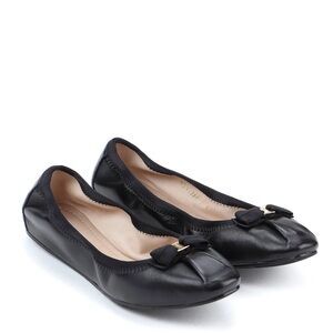 Salvatore Ferragamo My Joy Black Leather Varina Bow Flats Shoes Sz 7 New (other)